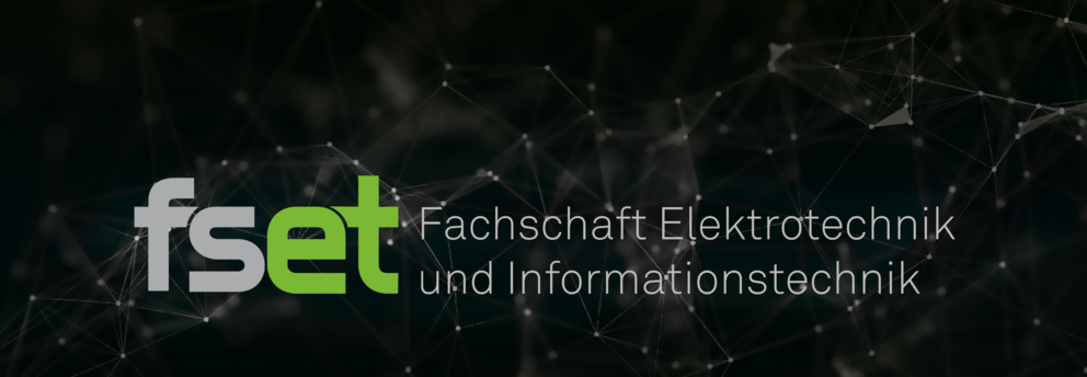 fset_digital Logo Fachschaft vor Hintergrund aus Strichen und Punkten